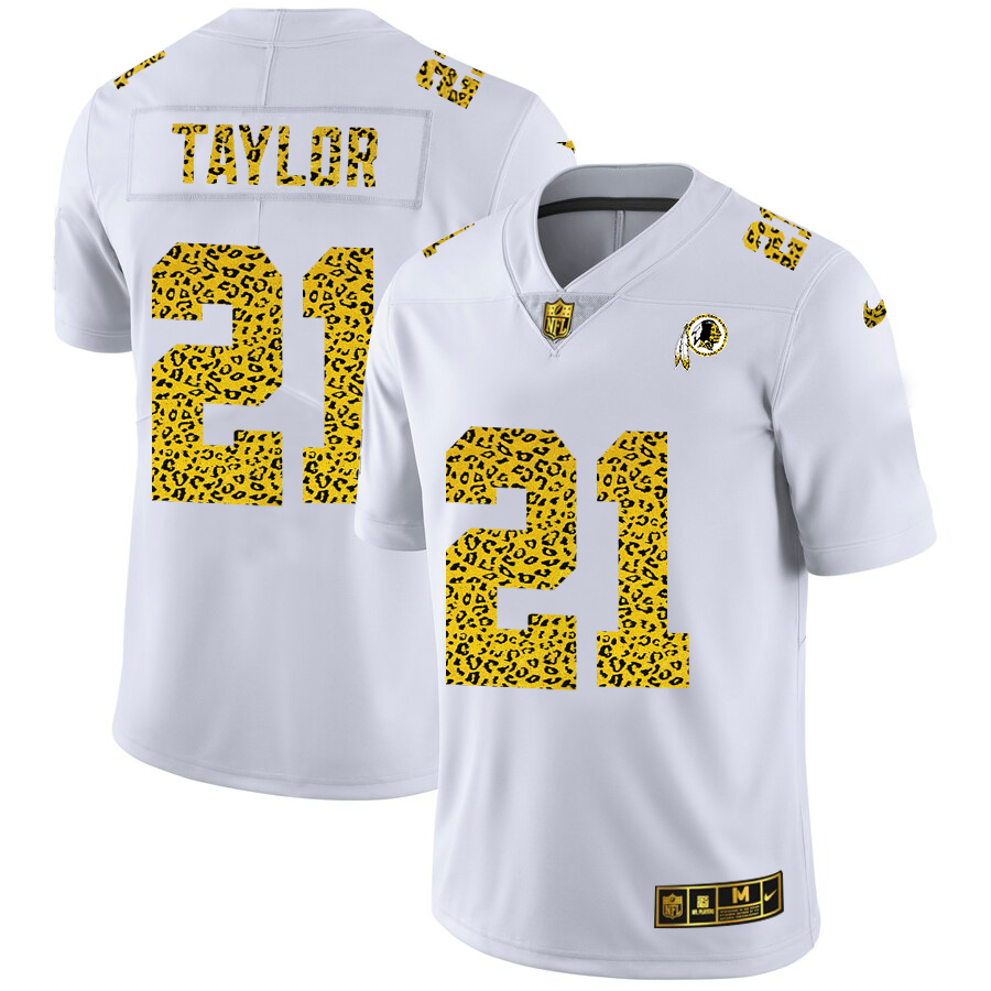Washington Redskins #21 Sean Taylor Men Nike Flocked Leopard Print Vapor Limited NFL Jersey White